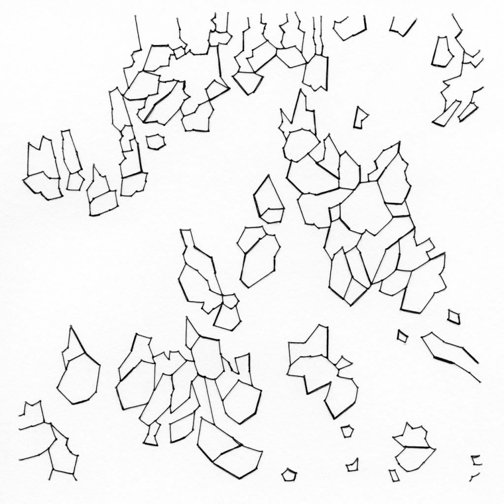 Earth Embroidery (Landfast Ice), hand embroidered thread on paper, 7" x 7", 2016