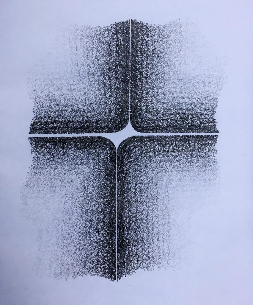 Shift #14, 2017, graphite, 35 x 35cms